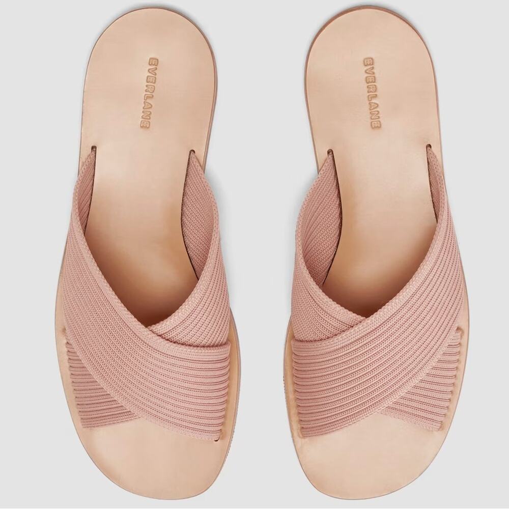 Everlane Day Crossover Sandal Pink Tan Knit Slide Sandals Size 7 - Picture 2 of 9